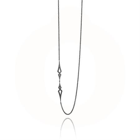 Wille Jewellery - Direction halskæde i sort rhodineret sølv DN141-BR